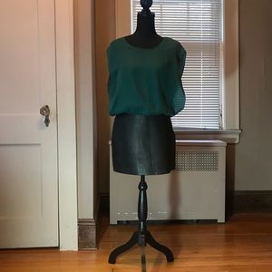 Parker Green Silk and Leather Dress